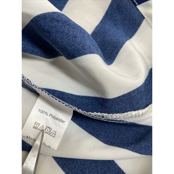 Shein Curve Striped Wrap Dress Womens Plus Size 3XL Blue White Striped Flutter - Picture 4 of 5